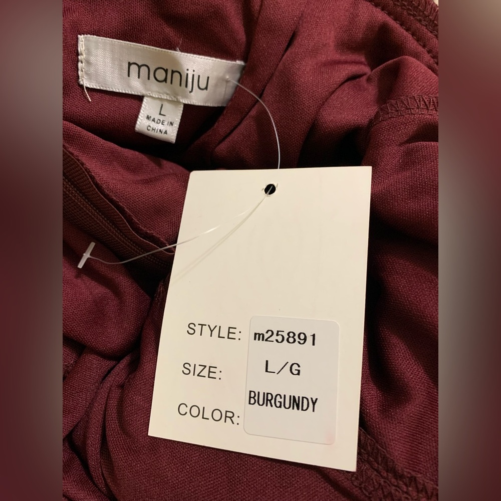 NWT Maniju L Formal Gown Burgundy Style m25891 Lace Bodice - Picture 4 of 9